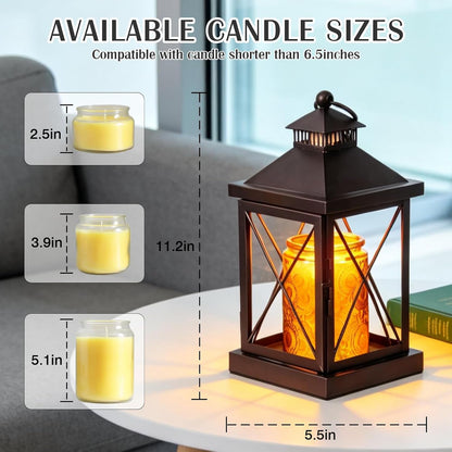 2026 New Candle Warmer Lamp with Timer,Compatible with 3 Wick Candles Jars,Vintage Candle Warmer Lantern Lamp,Dimmable Farmhouse Candle Lamp Warmer,Fully Enclosed and Hanging Up Designed