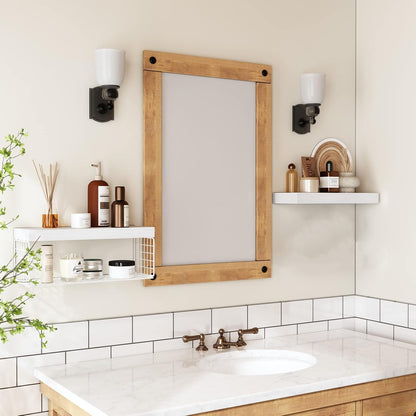 QEEIG Bathroom Shelves Over Toilet - Wall Mounted Floating Shelves Toilet Paper Storage Small Farmhouse Decor Shelf 16 inch Set of 3, Rustic Brown (019-BN3)