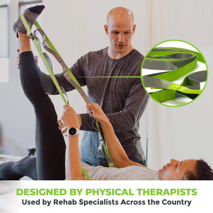 Stretching Strap for Physical Therapy, 12 Multi-Loop Stretch Strap 1" W x 8' L, Neoprene Handles, Physical Therapy Equipment, Yoga Straps for Stretching, Leg Stretcher.
