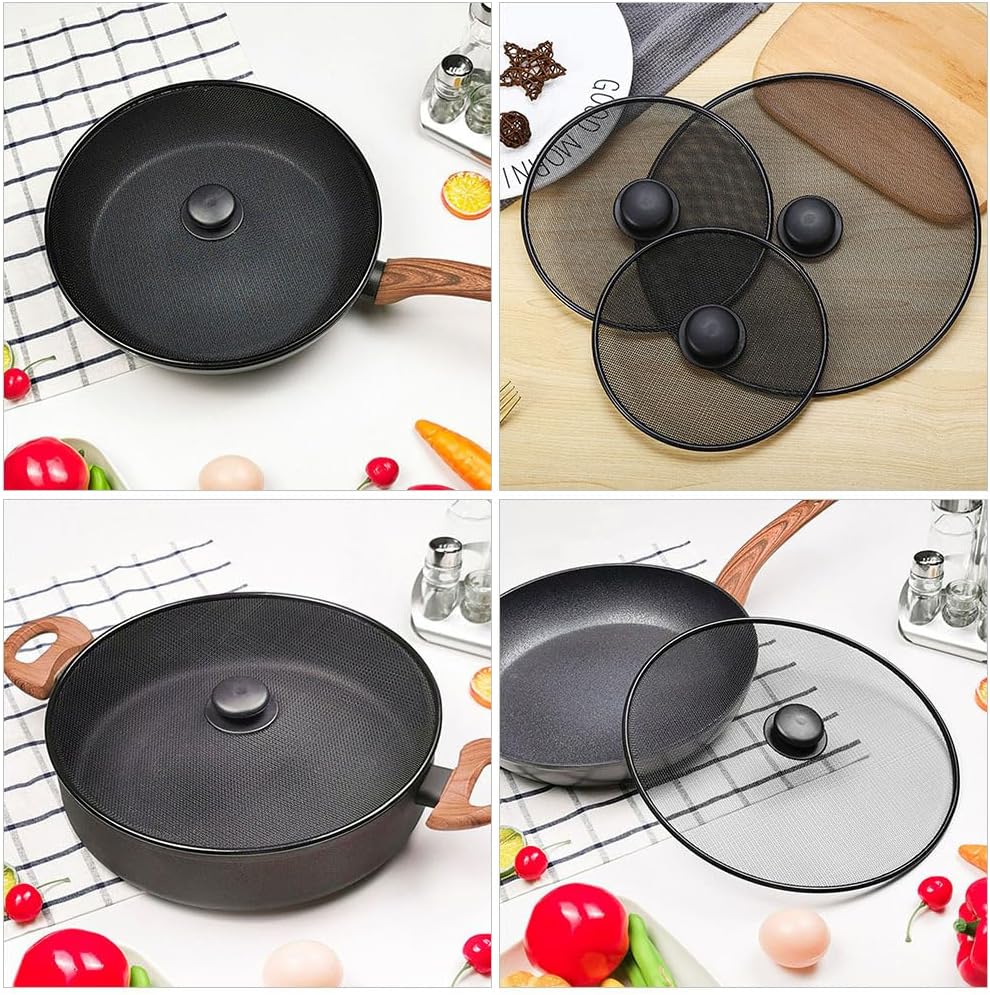Amosfun Oil Splash Guard Splatter Screen for Frying Pan 11.41 Inch Mesh Cover for Pot Skillet and Wok Grease Splatter Shield Kitchen Cooking Accessory