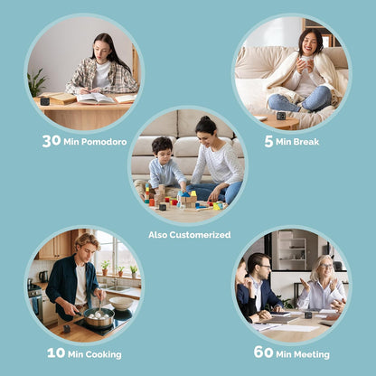 KADAMS Pomodoro Timer – Visual Cube with 5/10/30/60 Min Presets, LED Countdown Ring & Count Up Mode, Silent Flip Productivity Timer for Study, Classroom, Office, Cooking (Green 5-10-30-60 min)
