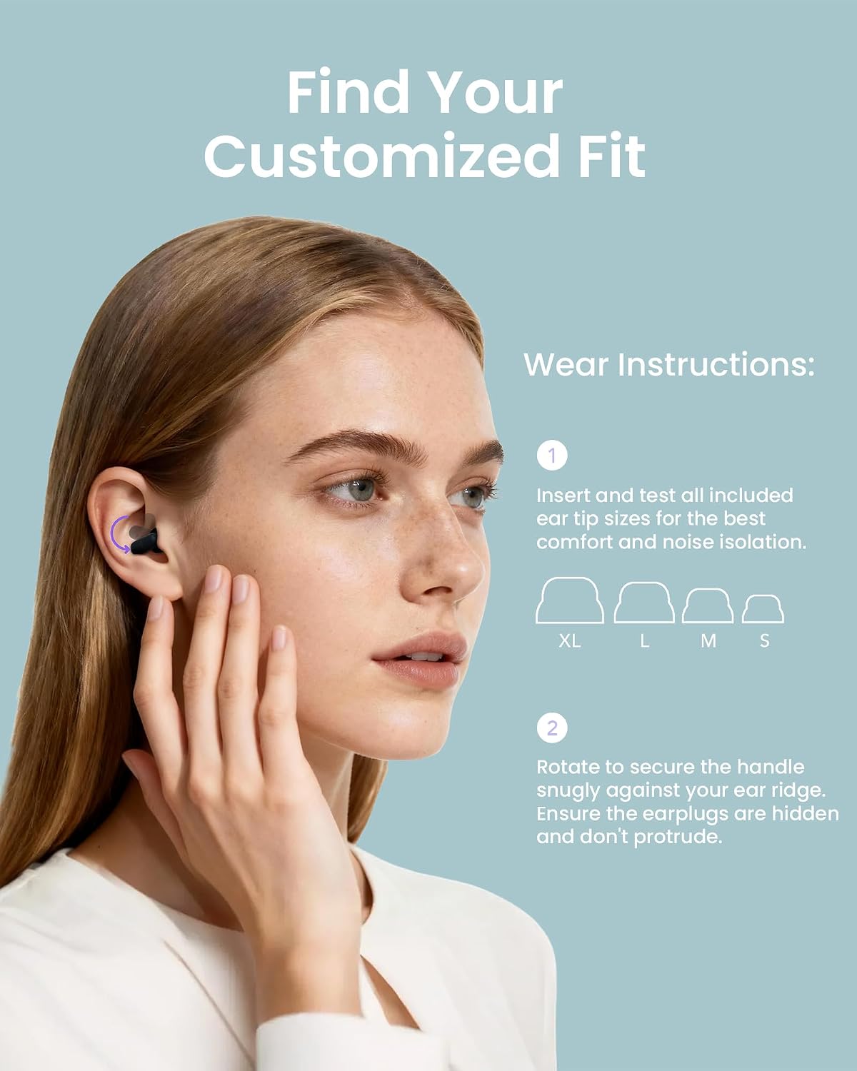 Ear Plugs for Sleeping Comfortable Mid Noise Cancelling Earplugs | All-night Wear without Ear Pain for Side Sleeper Patent Qufits Eartips 23dB Reusable Earplugs for Sleep, Travel - Black