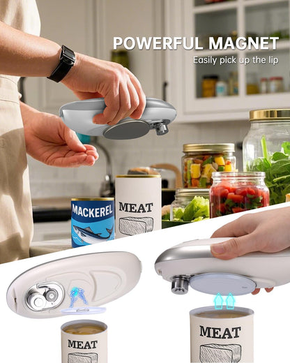 CIRCLE JOY Electric Can Opener, One-Touch Automatic Can Opening with Smooth Edges, Food Safety Handheld Battery-Operated Can Opener for Kitchen and Seniors, Blue