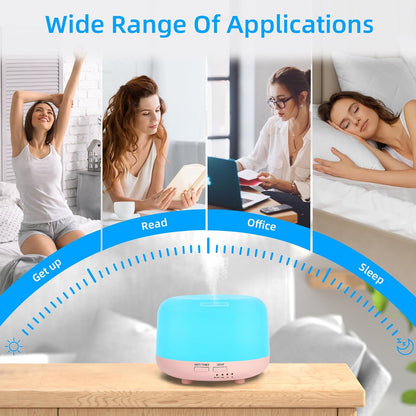 SPLITSKY 300ml Ultrasonic Essential Oil Diffuser with Remote Control | 7-color LED lighting, 2 mist modes, 2H and 4H timers, and waterless auto shut-off for bedrooms, desks and offices.