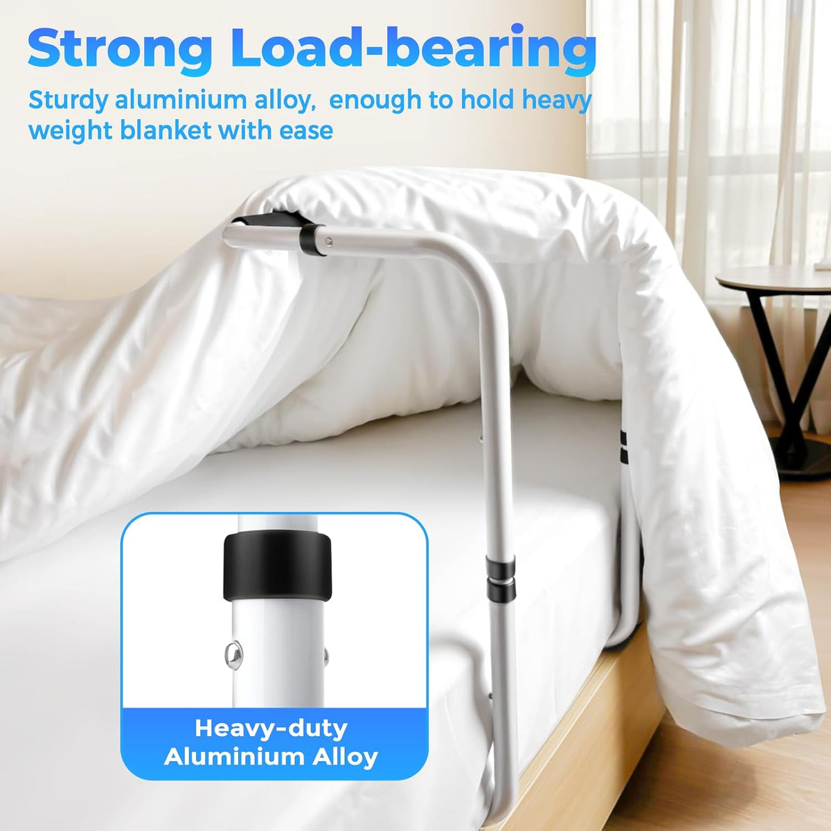 Blanket Lifter for Feet, Height Adjustable Non-Slip Blanket Lifters for Foot of Bed, Aluminum Alloy Blanket Support for Foot Knee Toes Leg Ankle Post Surgery Recovery, 4 Clips Included