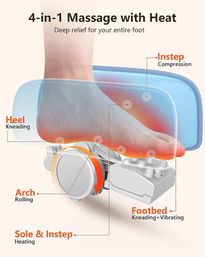 JZBRAIN Pro Shiatsu Foot Massager with Heat for Plantar Fasciitis | L1-L9 Compression, Roller Kneading, Vibration, Soothing Heating, Remote Control, Adjustable Stand for Flat or Angled Use
