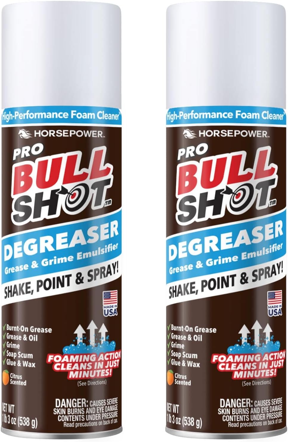 Bull Shot Degreaser Pro, Heavy-Duty Foaming Grime Remover, Residue-Free