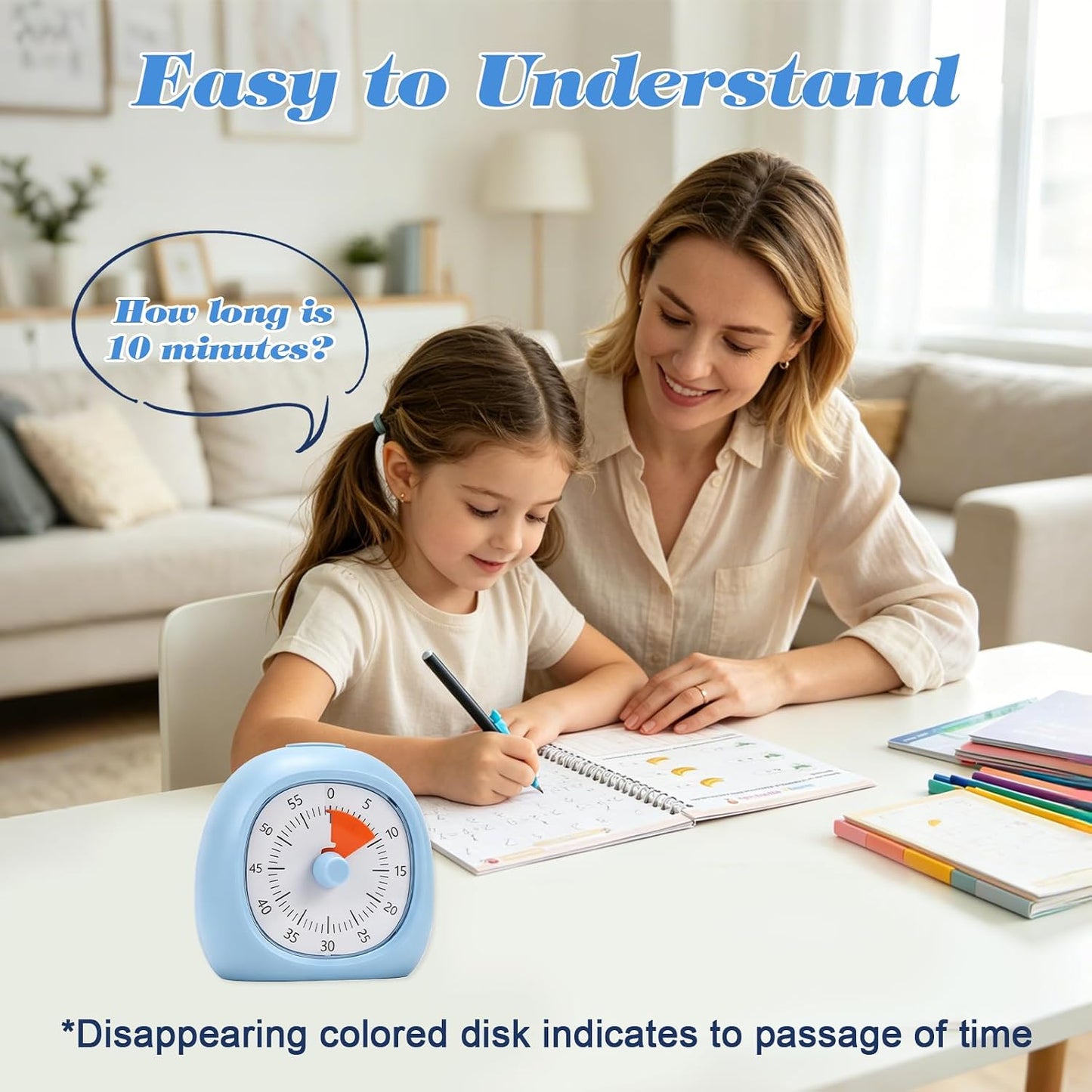 60-Minute Visual Timer for Kids, Rechargeable No-Ticking Countdown Timer for Kids and Adults, Focus Tool for ADHD & Autism, Visual Timer for Classroom,Kitchen, Office and Routines