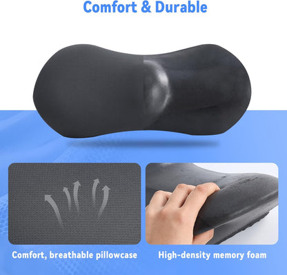 Lumbar Pillow, Memory Foam Lumbar Support Pillow for Office Chair and Car Seat, Ergonomic Streamline Back Pillow for Lower Back Pain Relief, Back Support Pillow for Sitting, Driving, Traveling