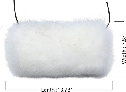 LA CARRIE Faux Fur Hand Muffs Women Winter Warmer Fuzzy Pouch Furry Plush Muffler Wedding Girl Kids Elegant Luxury Chic