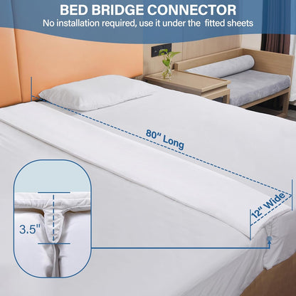 Vekkia Split King Gap Filler for Adjustable Bed,Twin to King Bed Converter Kit,Bed Bridge Twin to King,Mattress Connector with Washable Cover,for Guests Stayovers,Family Room(75in×10in) | Firm Support Twin to King Converter, Bed Bridge Fits 1.5”-3”Gaps,