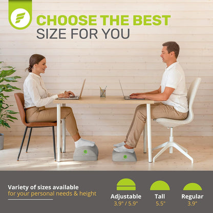 ErgoFoam Foot Rest for Under Desk at Work Adjustable - Chiropractor-Endorsed, High-Density Foam, Velvet (Black)
