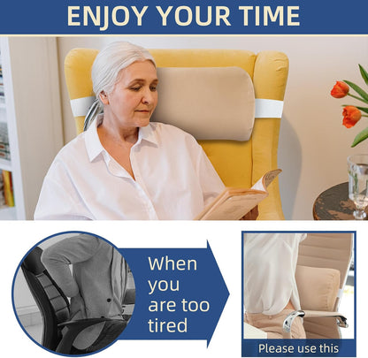 Headrest Pillow for Patio Chaise Lounge, 2 Packs Head Pillow with Elastic Band for Zero Gravity Lounge Chair, Head Neck Rest Pillow Lumbar Pillow, Beige