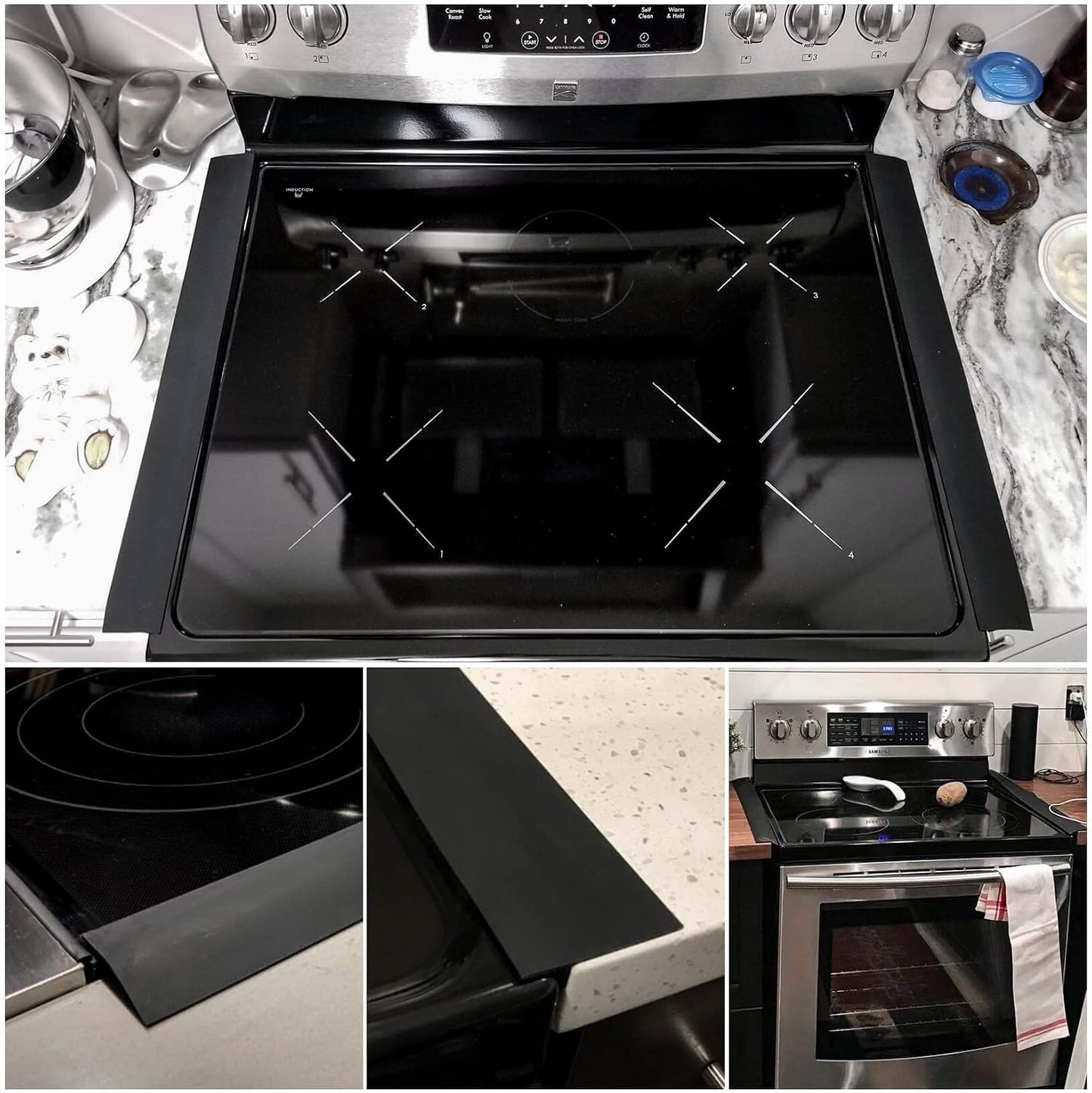 CARGEN 21 Inch Silicone Stove Counter Gap Cover Filler 2PK Black | Flexible kitchen silicone, easily cut to trim for shorter gaps, perfectly seals stove counter spaces, easy to clean