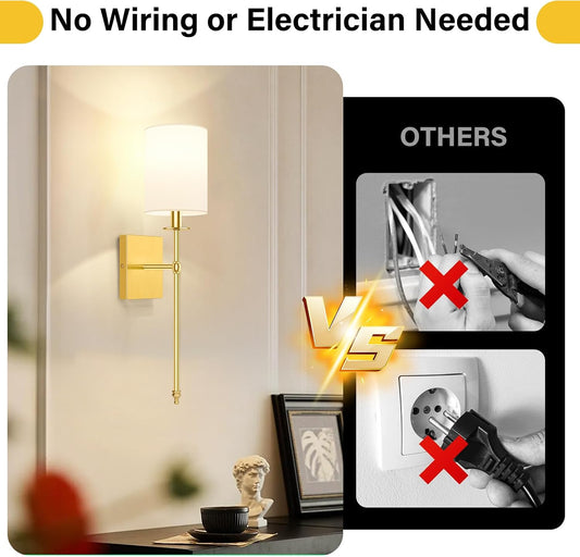 Battery Operated Wall Sconces Set of 2, Rechargeable Sconces with Remote
