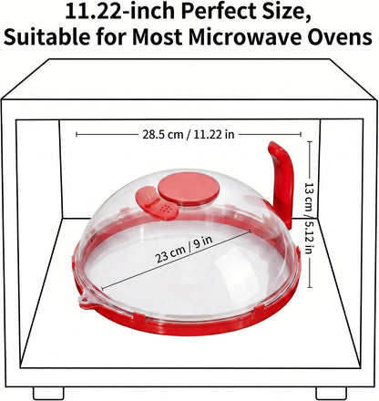 Microwave Splatter Cover with Water Steamer and Vent Hole, BPA-Free, 11.22" | Microwave Cover for Food, Plastic Splatter Guard for Microwave to Keeps Food Soft and Moist and Microwave Clean and Tidy