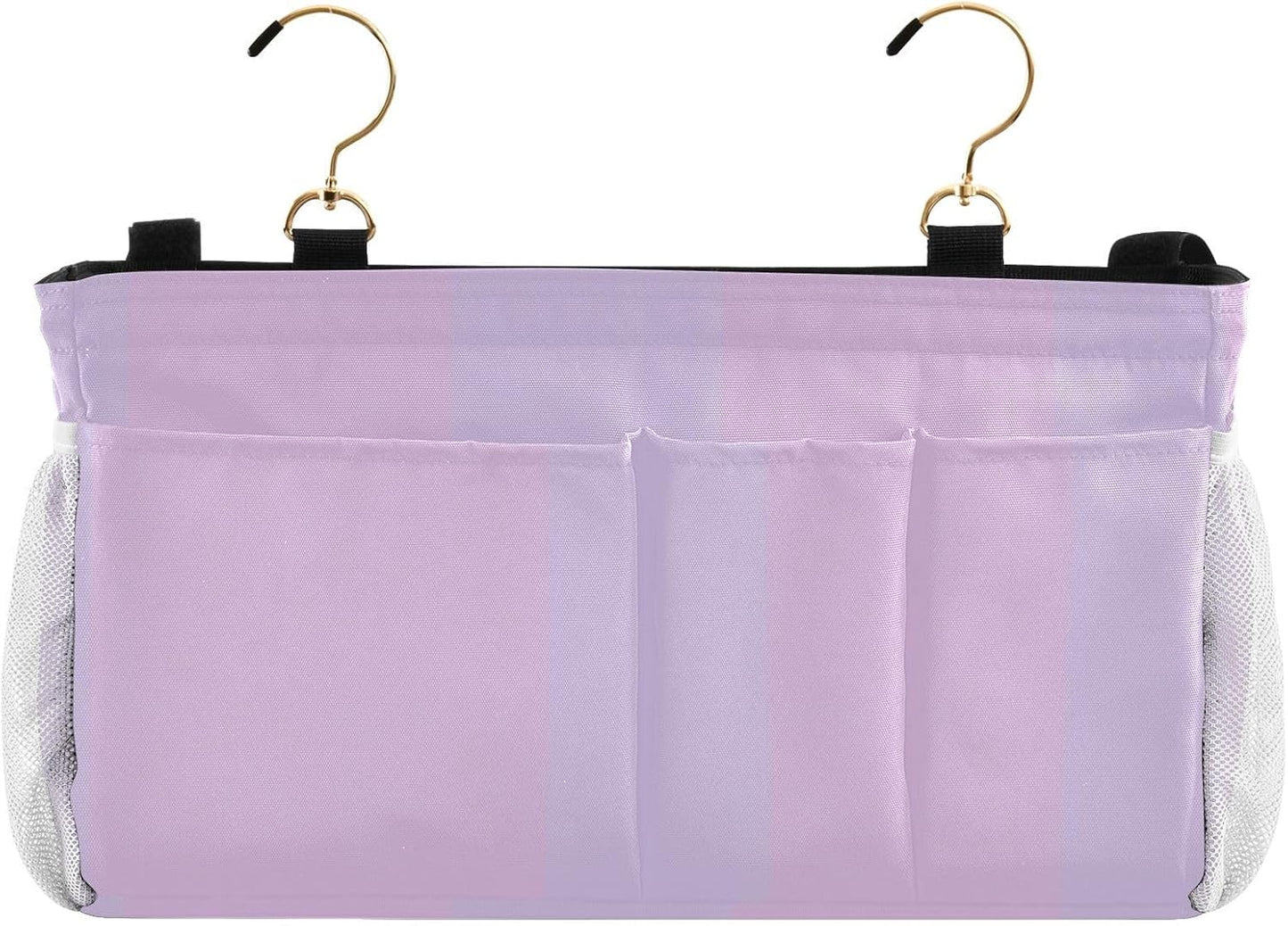 YETTASBIN Purple Bedside Caddy Hanging Storage Organizer Bag with 2 Straps & Hooks for Bunk Beds, College Dorm, Hospital Bed - Holder for Books, Phone, Magazine, Glasses, Keys