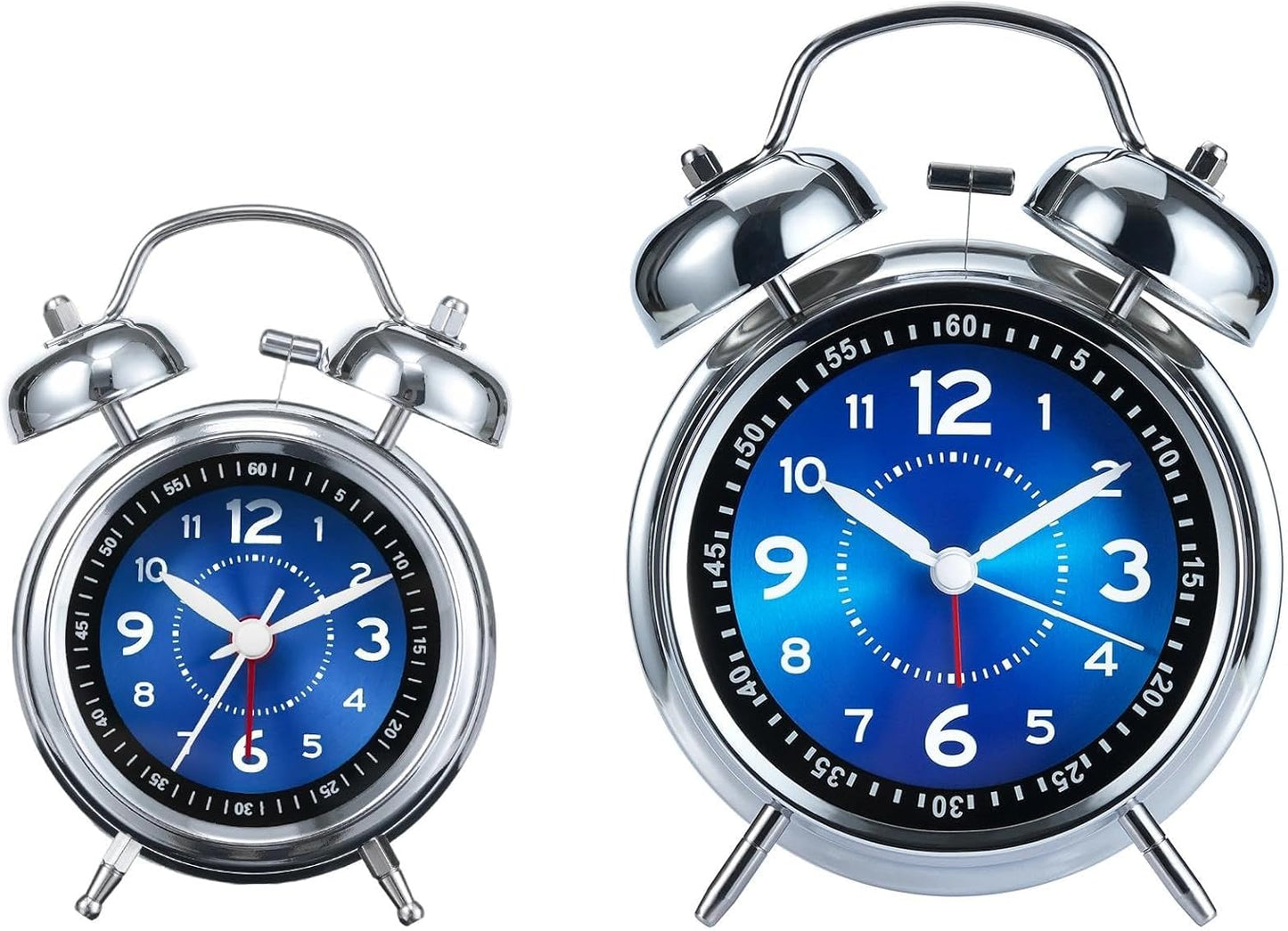 AKCISOT Loud Alarm Clock for Heavy Deep Sleepers, 4.5 Inches Analog Metal Twin Bell Clocks Battery Operated with Backlight for Bedroom Beside, Old Fashioned for Home Desk Decoration(Blue)