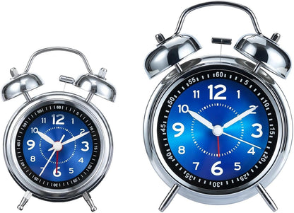 AKCISOT Loud Alarm Clock for Heavy Deep Sleepers, 4.5 Inches Analog Metal Twin Bell Clocks Battery Operated with Backlight for Bedroom Beside, Old Fashioned for Home Desk Decoration(Blue)