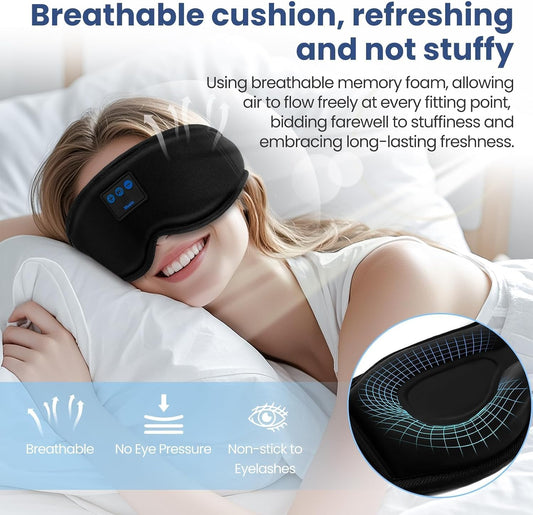 Sleep Headphones, HILDCROA Sleep Mask with Bluetooth Headphones, Sleeping Earphones for Side Sleeper, Bluetooth Eye Mask for Sleeping, Meditation & Travel