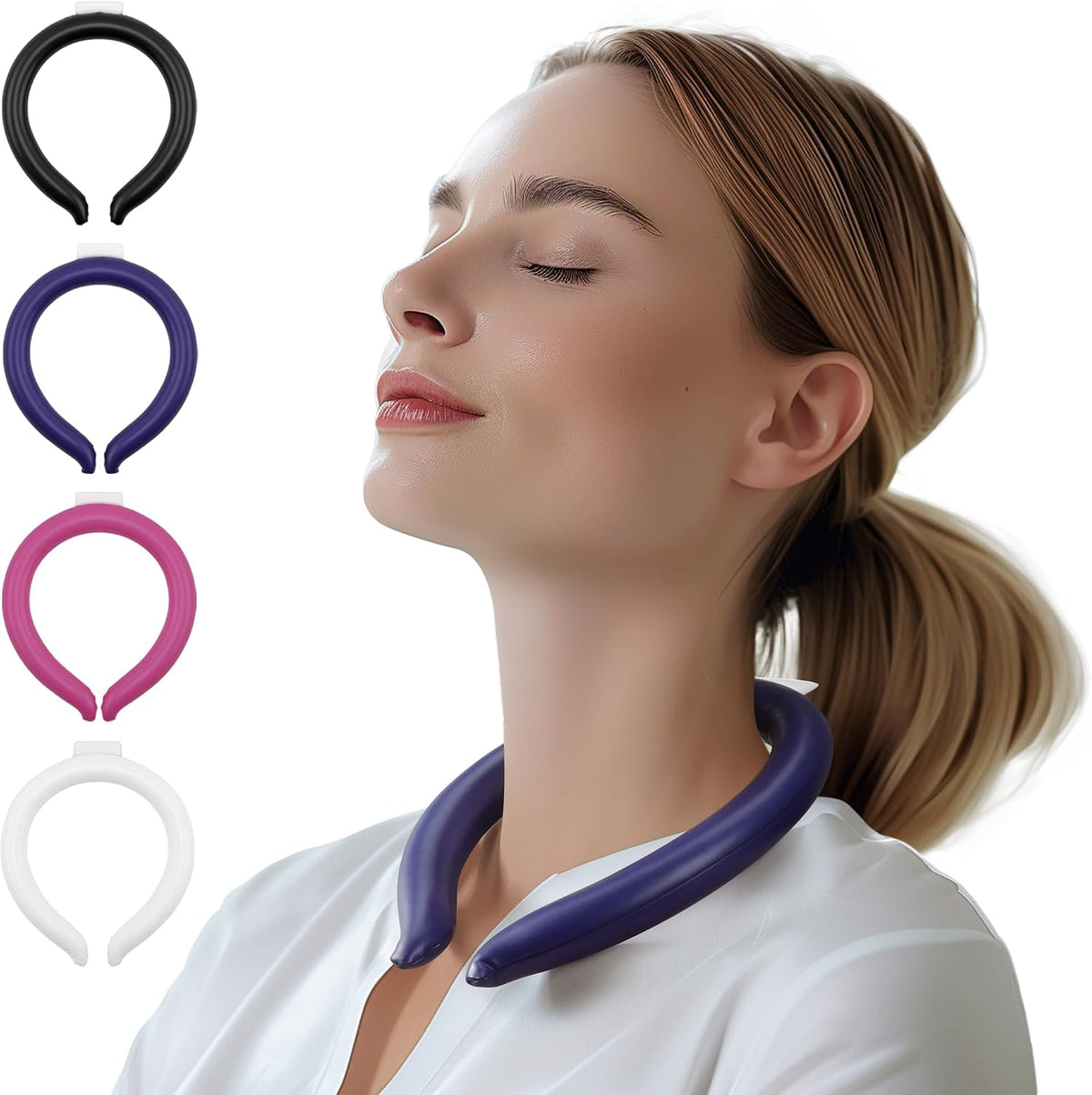 Magic Gel Neck Cooling Tube - Cooling Neck Ring - Reusable Ice Ring Wraps - Necks, Face Ice Coolers - Frozen Cool Wraps, Tubes for Summer Heat, Extremely Hot Weather - 2 Pack, B&W