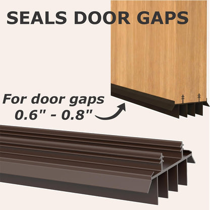 [2 Pack] 36 Inch Exterior Door Sweep with Vinyl Fins – Under Door Weather Stripping Seal for Exterior Doors with Kerf Track | Bottom Door Seal Strip | Draft Stopper & Rodent Proof (Brown)