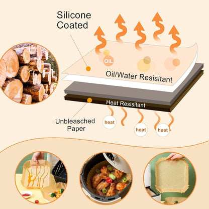 400 Pcs 8" Square Air Fryer Liners Disposable, Airfryer Paper for 5-8QT | Food-grade Parchment Paper for Air fryer Basket, Non-Stick, OilProof Baking Sheets for Oven Pan