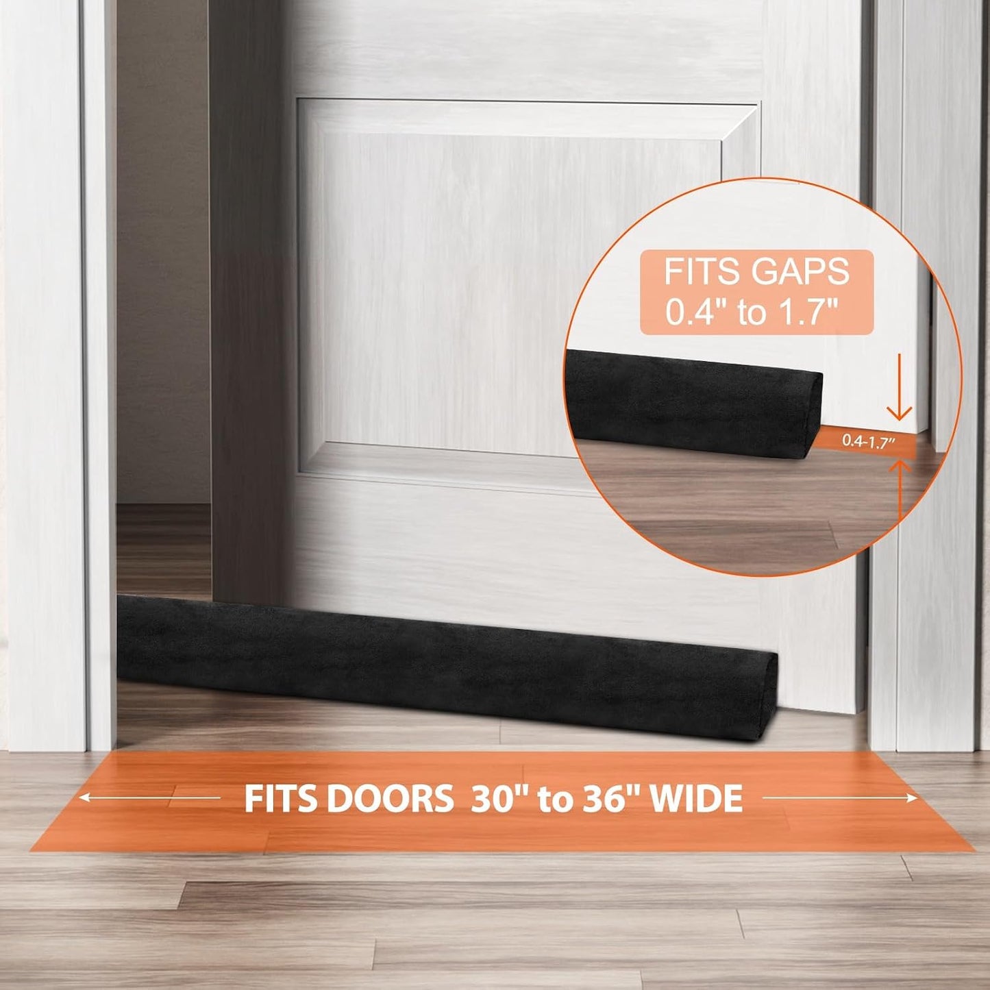 GDHOMM Door Draft Stopper for Bottom of Door, Adjustable Door Sweep Door Draft Blocker Door Gap Filler, Energy Saving, Keeps Sound Draft Light Out - Fits 30” to 36” Door