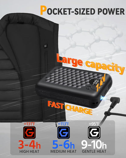Wulcea Graphene Heated Vest For Women 7.4V Fast Charge Large Capacity Battery