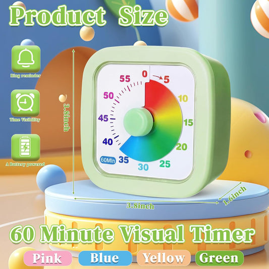 AmazingSpark 4 Pack Visual Timer, Gradient, Pink, Blue, Yellow, Green