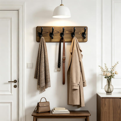 28" Coat Rack Wall Mount with Shelf with 7 Hooks 3 Key Hanger | Entryway Key Holder Wall Mount Wood Wall Coat Hooks, Wall Mounted Coat Rack Mail Holder for Living Room, Bedroom