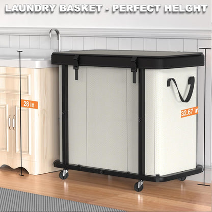 Laundry Hamper with Wheels,150L Leather Patchwork Clothes Hamper Black | Rolling Laundry Basket with Sturdy Metal Frame, Removable Washable Bag,Tall Clothes Sorter for Bedroom, Laundry Room, Dorm