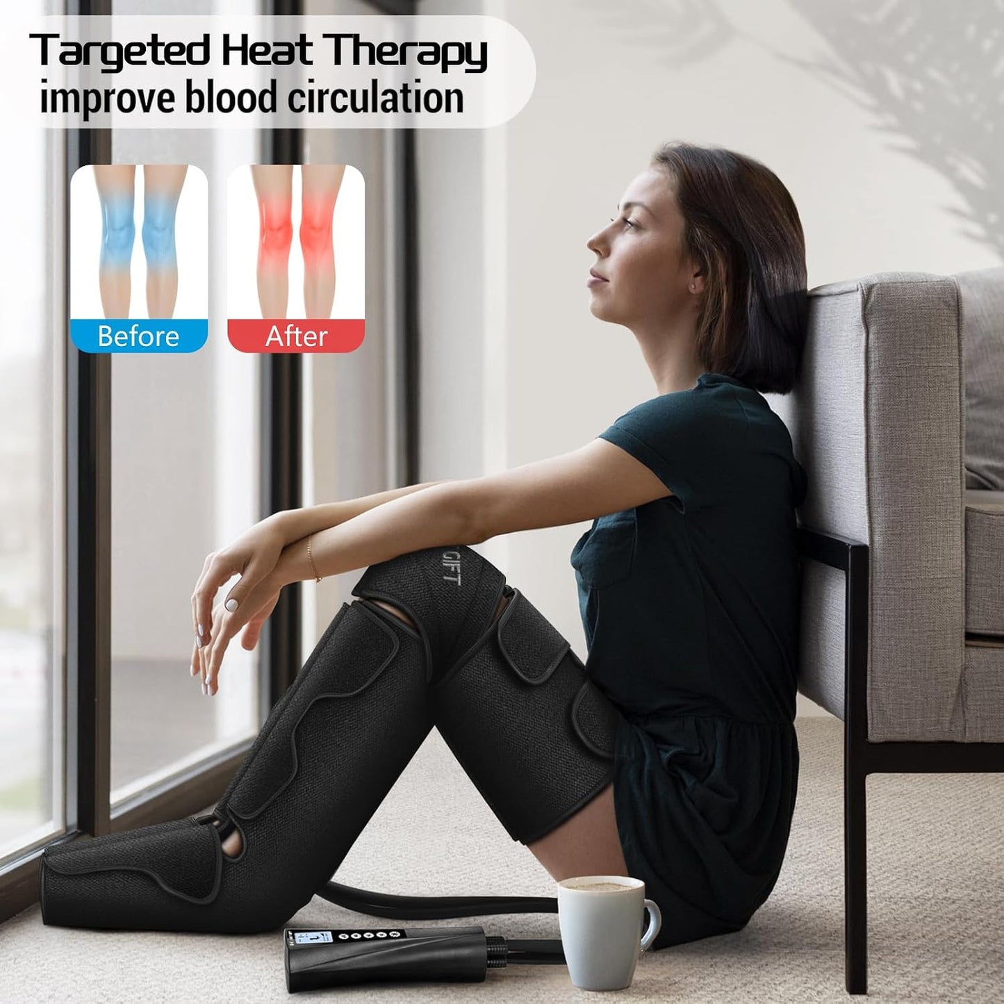 Fathers Day Dad Gifts for Husband, Men, Mom, Wife, Women, Her Him, Mothers Day, Christmas, Valentines Day Air Compression Massager with Heat for Comprehensive Leg and Foot Therapy, Helpful for Relax