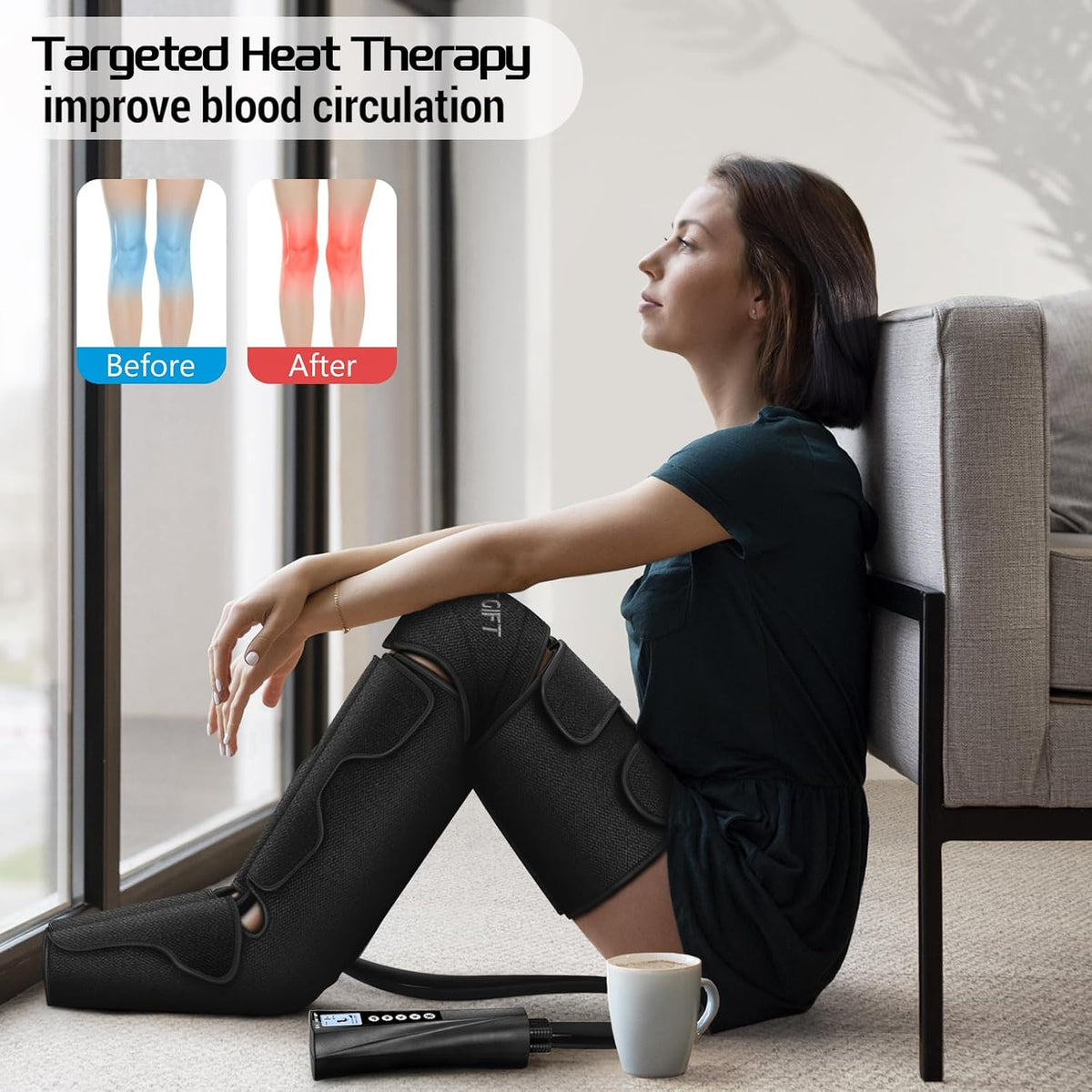 Fathers Day Dad Gifts for Husband, Men, Mom, Wife, Women, Her Him, Mothers Day, Christmas, Valentines Day Air Compression Massager with Heat for Comprehensive Leg and Foot Therapy, Helpful for Relax