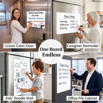 Magnetic White Board for Refrigerator Plan Weekly Menus at a Glance | Dry Erase Sheet for Meal Schedules - 12" x 8" Kitchen Command Center for Busy Moms with Magnet Backing Packed Flat