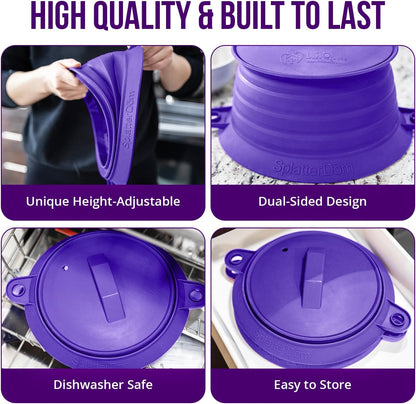 L.I.Q. Silicone Splatter Guard, Durable SplatterDom, Blue Steel, Large | 10 and 12 Inch Pots, 10'' Lid, Food and Oil Splash Guard for Cooking, Easy to Clean and Store, BPA-Free, Microwave Safe