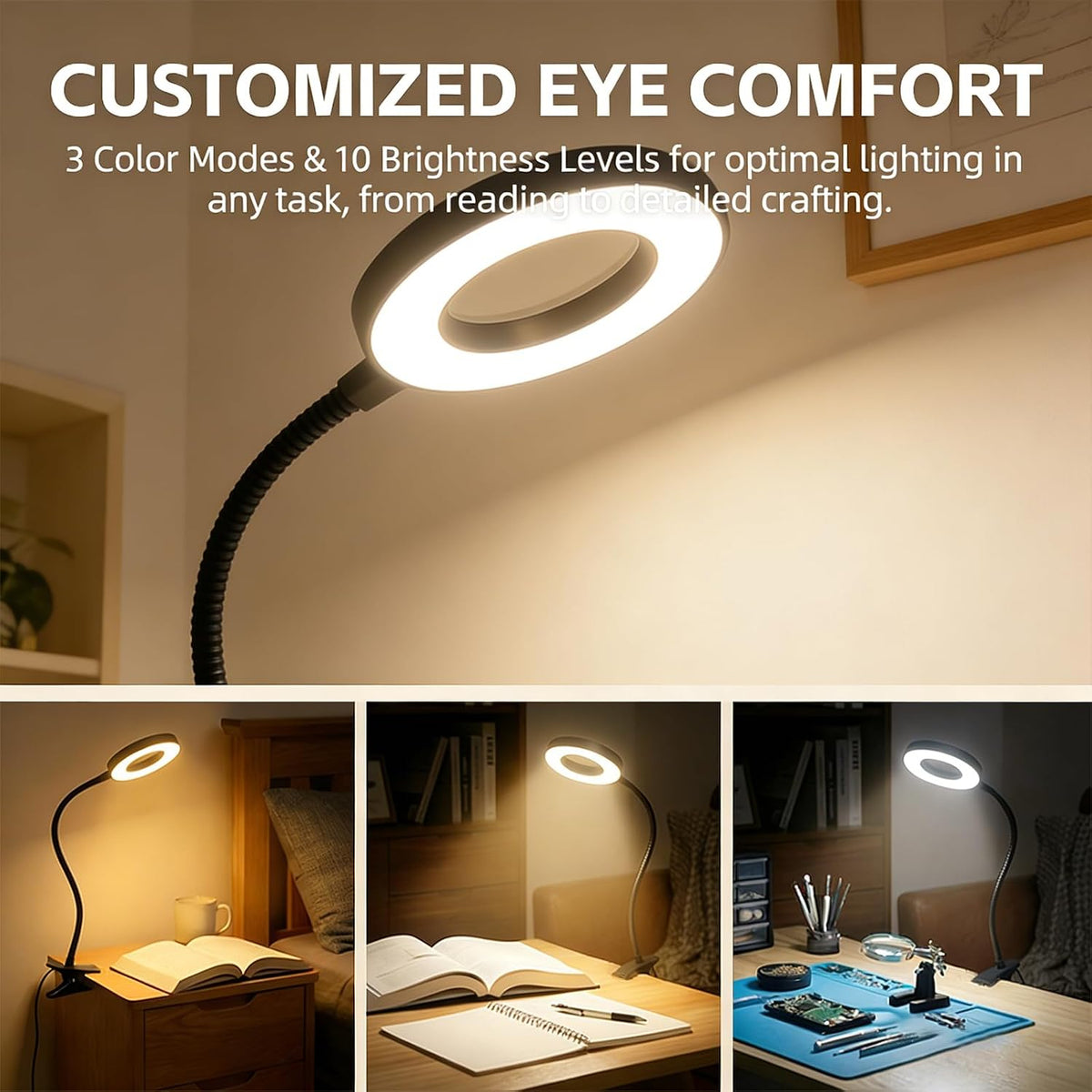 Sunny Power LED Clip On Book Light Eye-Care Bedside Reading Light for Kids