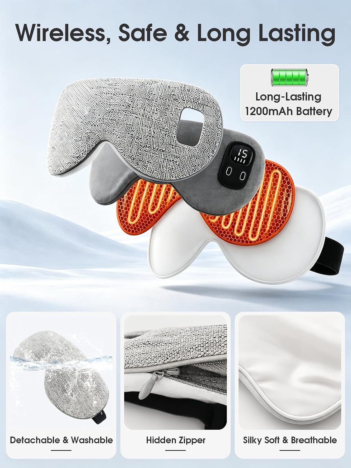 EASICUTI Heated Eye Mask, Cordless Warm Compress for Dry Eyes Blepharitis