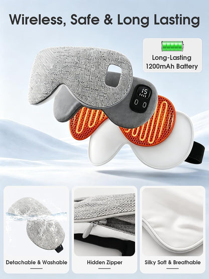 EASICUTI Heated Eye Mask, Cordless Warm Compress for Dry Eyes Blepharitis