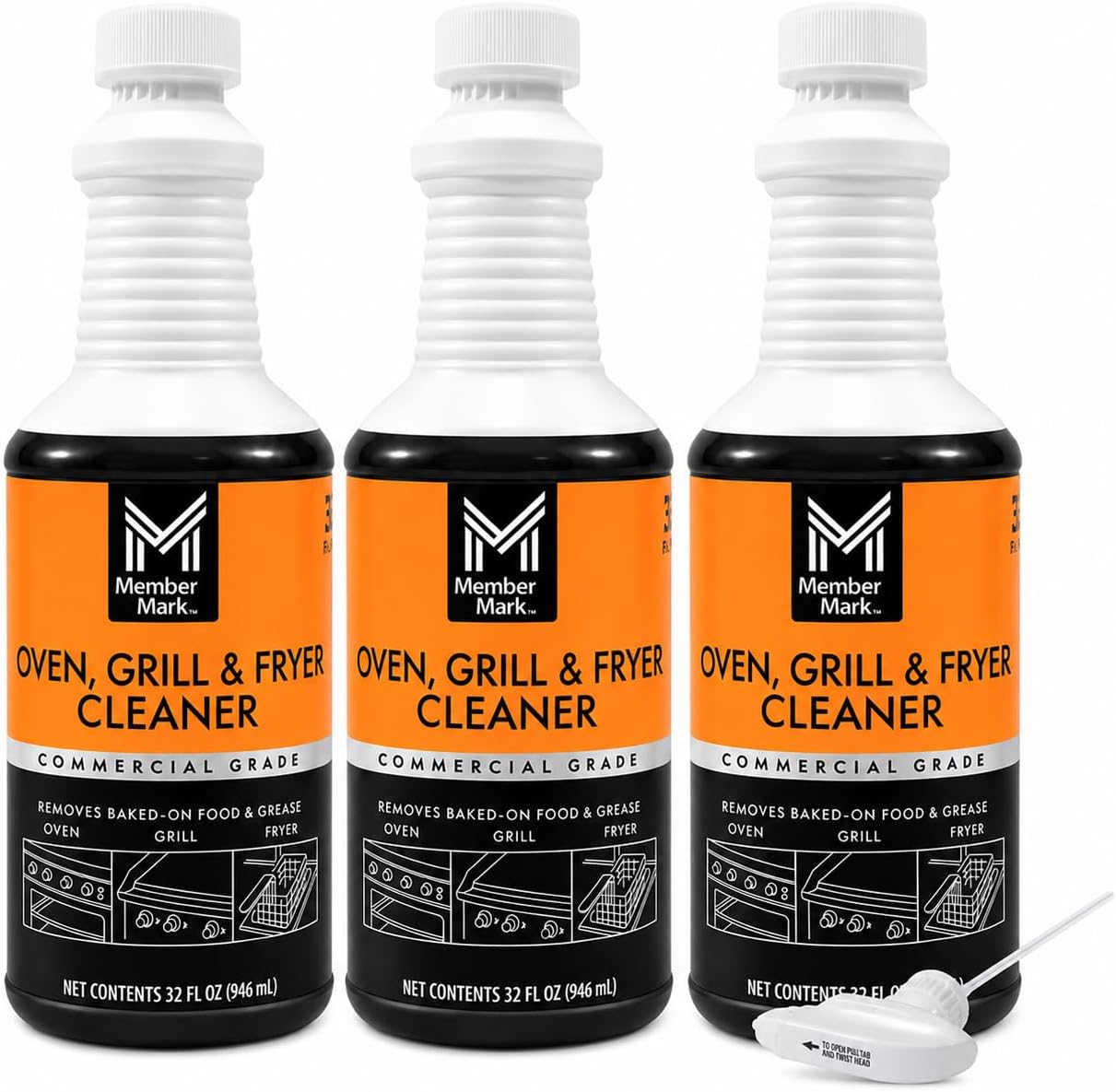 Commercial Oven, Grill and Fryer Cleaner 32 oz (Pack of 3) | Removes Baked-On Grease & Food, Heavy Duty Kitchen Degreaser for Oven, BBQ Grill, Deep Fryer