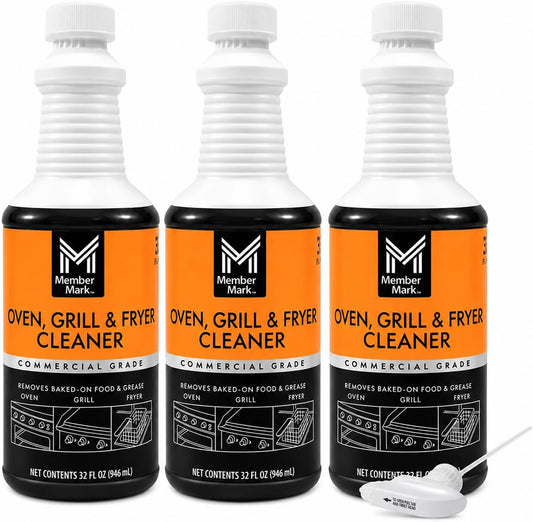 Commercial Oven, Grill and Fryer Cleaner 32 oz (Pack of 3) | Removes Baked-On Grease & Food, Heavy Duty Kitchen Degreaser for Oven, BBQ Grill, Deep Fryer