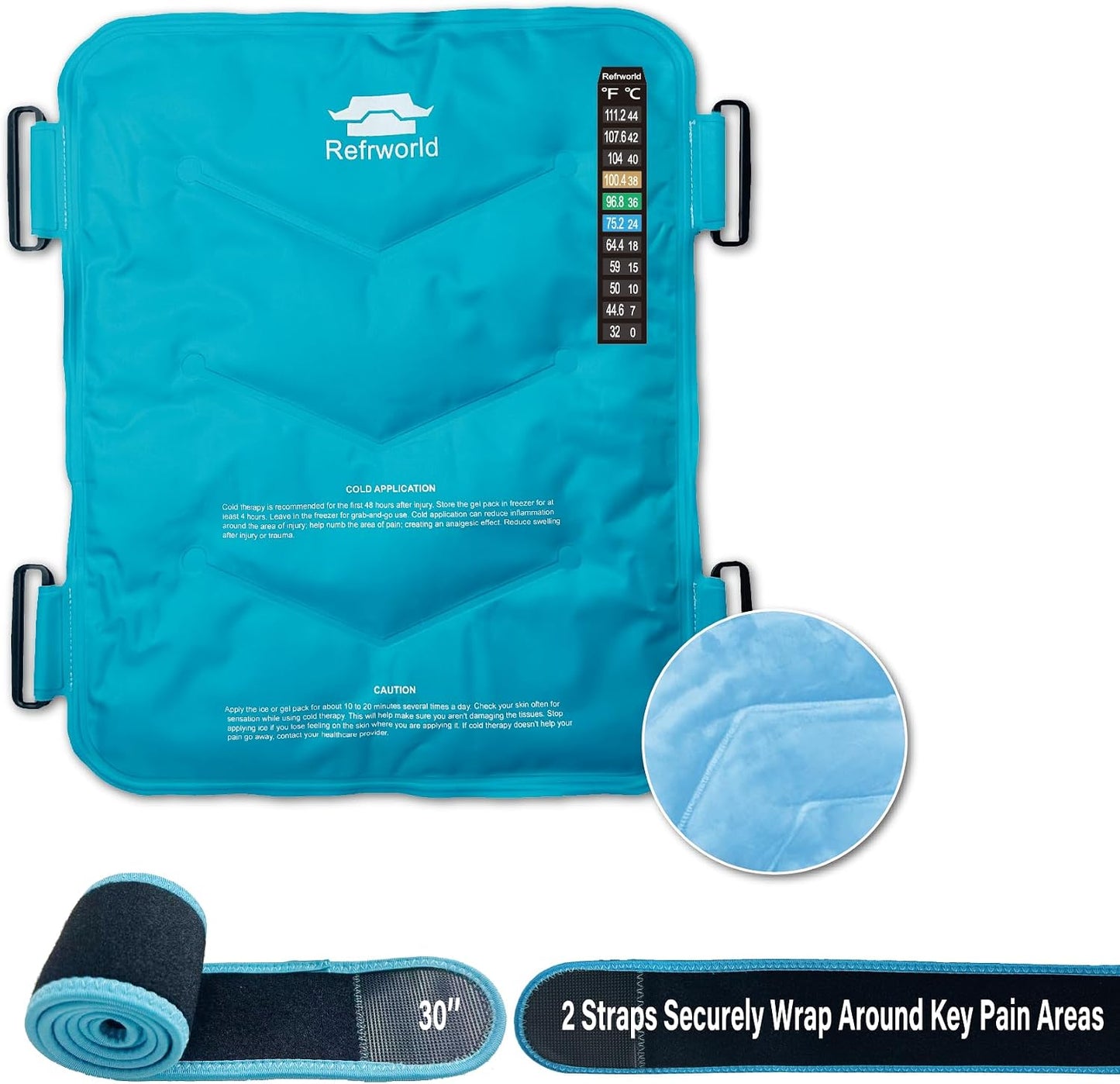 Long-Lasting Cold Ice Pack Wrap for Injuries Reusable Gel for Lower Back, Cold Packs Wrap for Shoulder, Knee, Elbow, Hip, Leg, Soft Cold Compress—2 Straps Securely Wrap Around Key Pain Areas