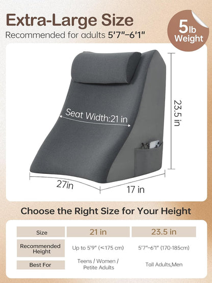 Vekkia 21” Back Rest Pillow with Dual-Layer Foam for Reclining and Sitting | U-Shaped Dual-Position Back Pillow, Cozy Wrapped Feel, Ideal for TV, Rest, or Naps, Washable Cover, Fits Bed & Sofa, Gray