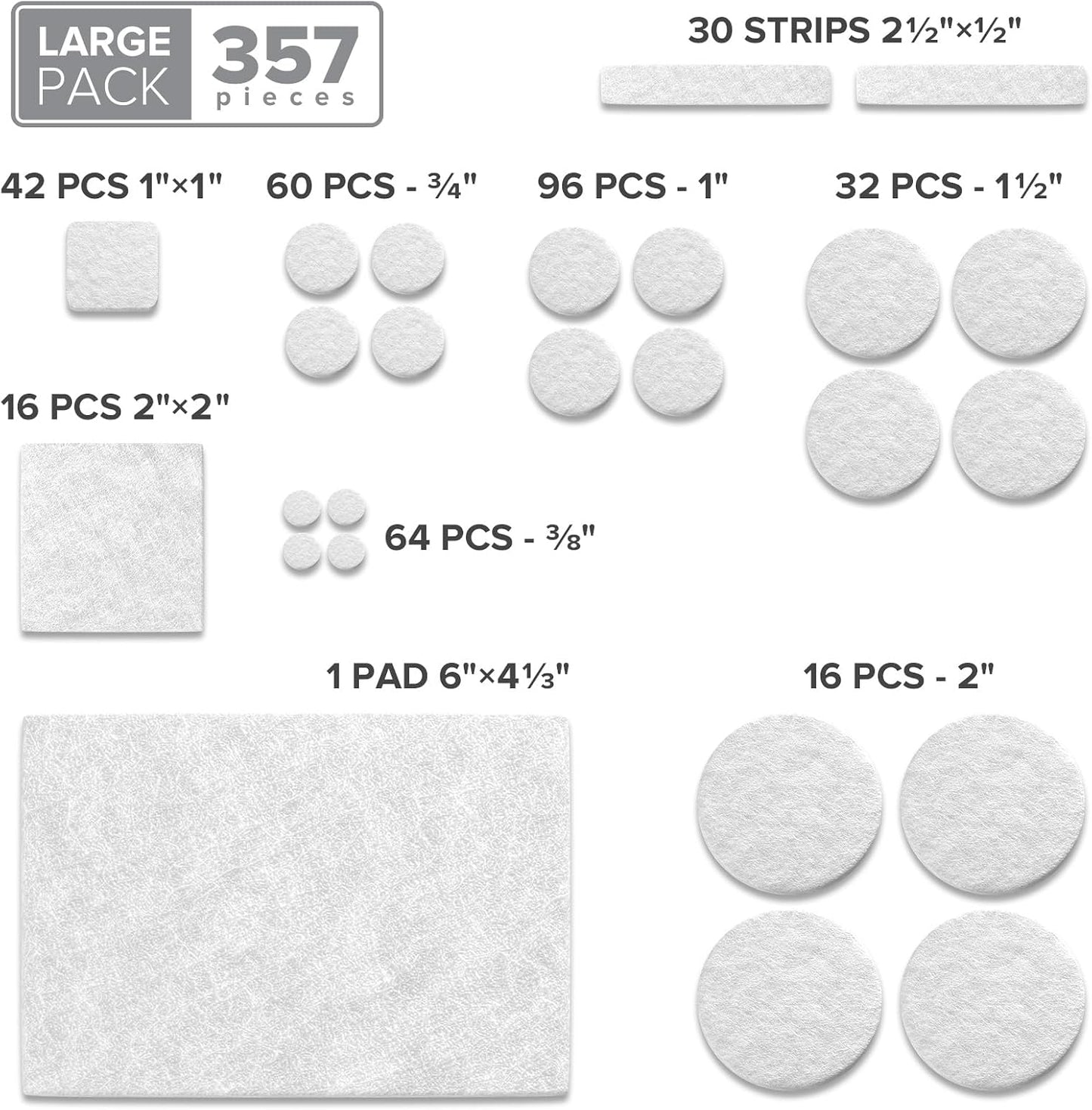 X-PROTECTOR 357 PCS Premium Huge Pack Felt Furniture Pads! | Quantity of Furniture Sliders with Many Big Sizes – Your Ideal Floor Protectors. Protect Your Hardwood & Laminate Floor!