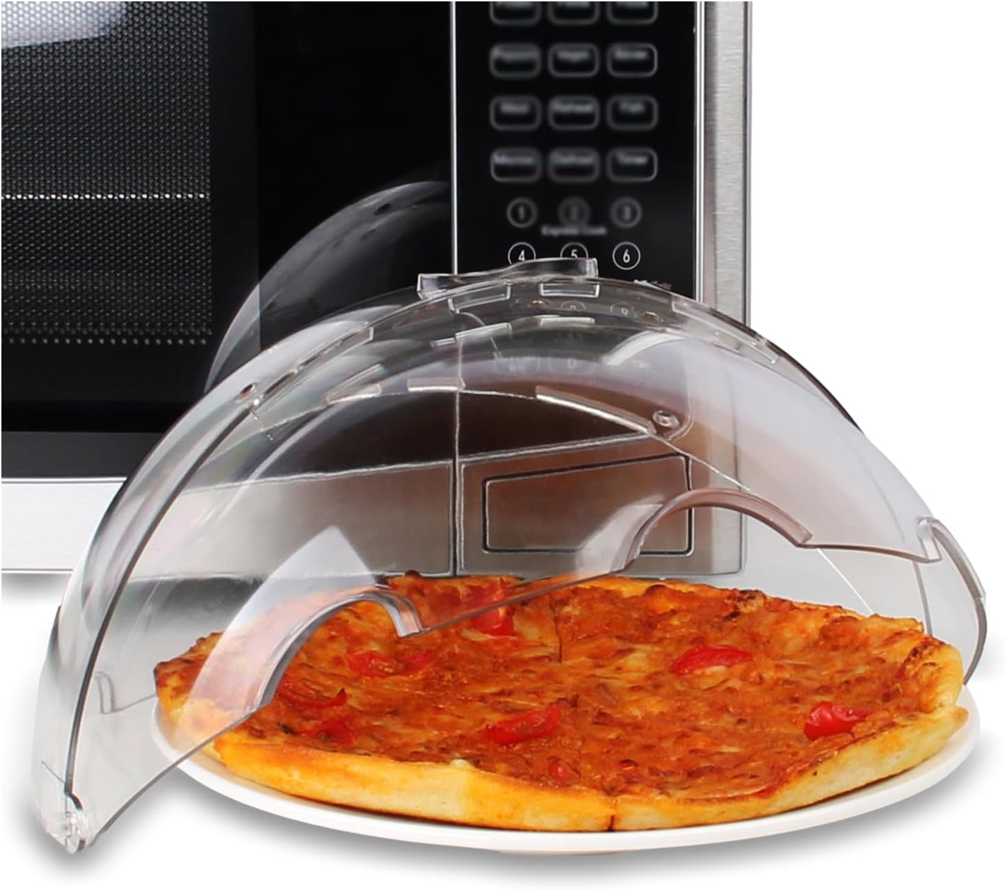 LOPEZTEK Flippable Microwave Splatter Cover for Food | Leave Inside Design|High Dome Shape|14 Steam Vents|Splatter Guard|Plate and Dish Cover|11.5" Diameter