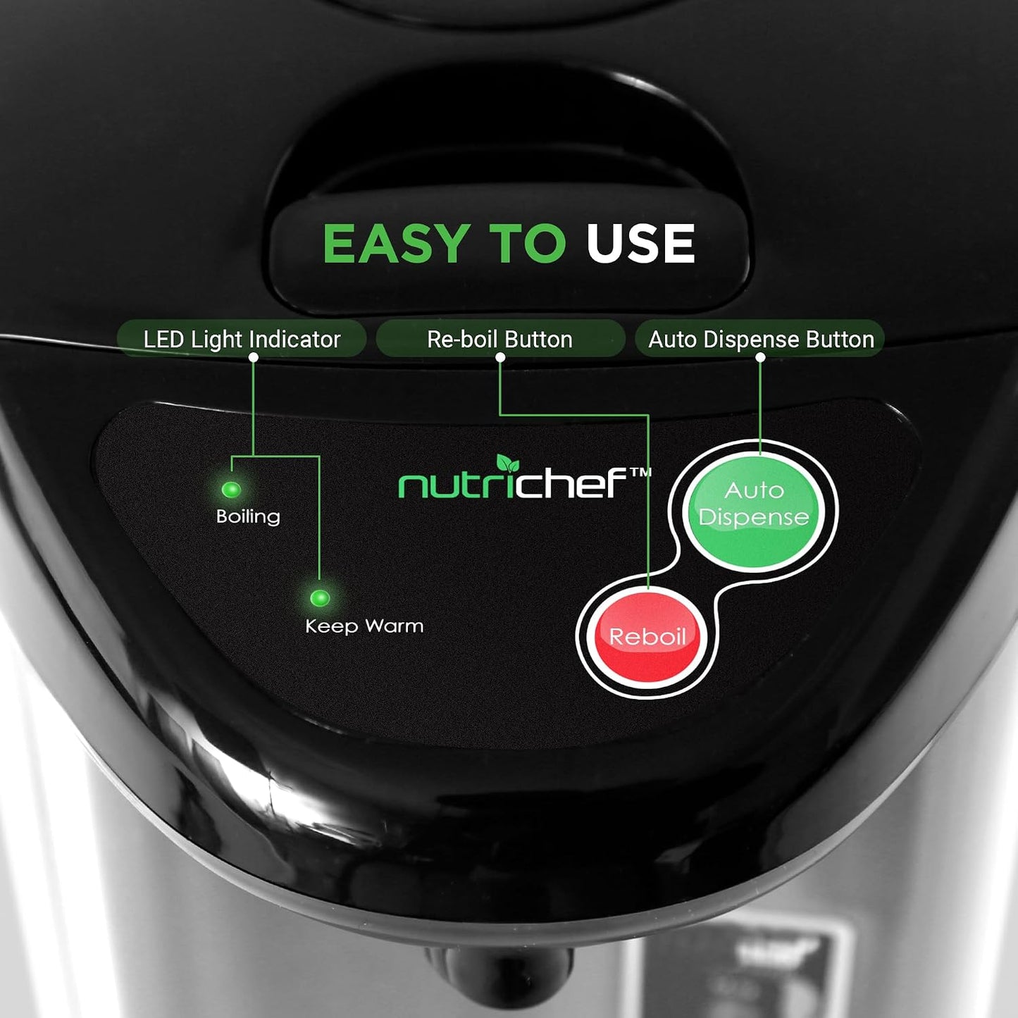 NutriChef 5.2 Qt Electric Water Kettle, Portable, Quick Heating, 5 Liter Digital Kettle with 5 Temperature Settings, Safety Lock, Stainless Steel, 3 Dispensing Options, 8.46" x 11.2" x 16.5"