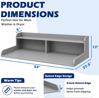 Royxen Laundry Countertop with Storage Universal Fit, Washer and Dryer Countertop with Shelf, Laundry Room Storage, 2-Tier Shelf (Oak)