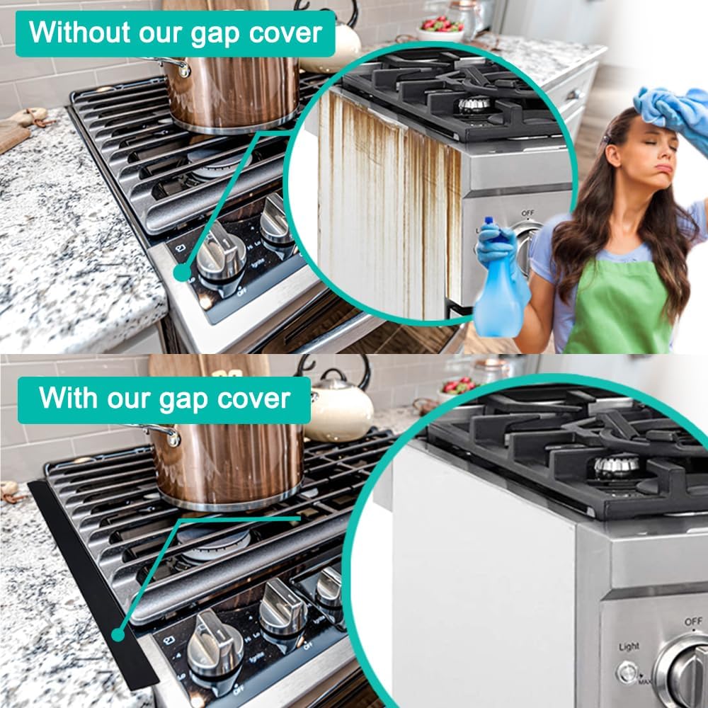 Stove Counter Gap Cover - 25 Inch Silicone Stove Gap Filler 2 Pack White | Kitchen silicone oven gap filler, countertop strips gap guard, easy to clean; white counter gap cover,crack guard for counter