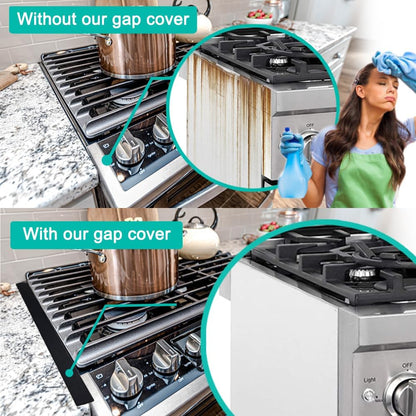 Stove Counter Gap Cover - 25 Inch Silicone Stove Gap Filler 2 Pack White | Kitchen silicone oven gap filler, countertop strips gap guard, easy to clean; white counter gap cover,crack guard for counter