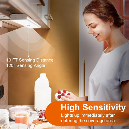 Diomart Motion Sensor Under Cabinet Lighting, RGB Rechargeable, 4 Pack | 58 LEDs,15 RGB colors. Remote & motion sensor dual control. Dimming, Auto-off timer